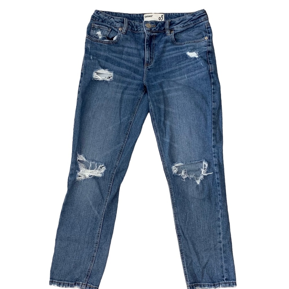 Garage Distressed Straight Leg Girlfriend Jeans